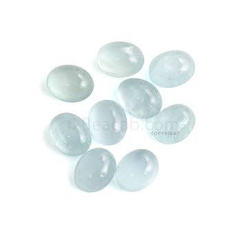 9 Pcs - 22.55 ct. -Medium Blue Aquamarine Oval Cabochon - 9.9 x 7.9 x 4.2 mm to 10.3 x 8 x 4.9 mm (AQCAB1047)