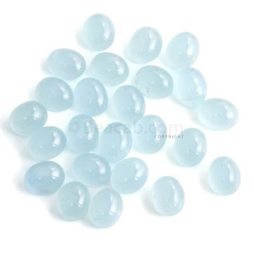 24 Pcs - 96.74 ct. -Medium Blue Aquamarine Oval Cabochon - 11 x 9 x 5.5 mm to 11.2 x 9.2 x 4.9 mm (AQCAB1046)
