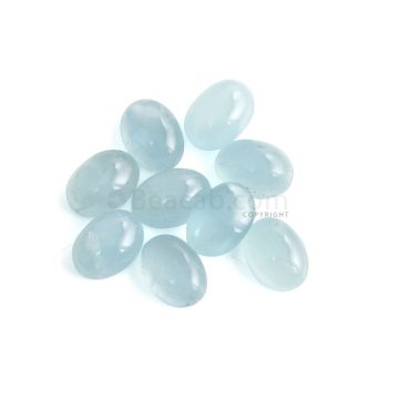 9 Pcs - 59.27 ct. - Medium Blue Aquamarine Oval Cabochon - 13.9 x 10.3 x 6 mm to 14.3 x 10.1 x 6.2 mm (AQCAB1045)