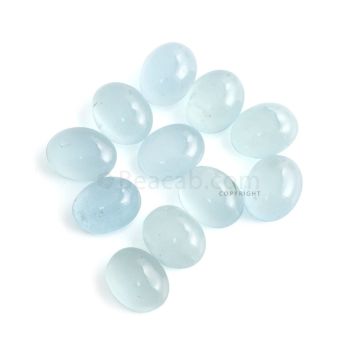 11 Pcs - 29.23 ct. - Medium Blue Aquamarine Oval Cabochon - 10 x 7.9 x 4.7 mm to 10.3 x 8.1 x 4.8 mm (AQCAB1042)