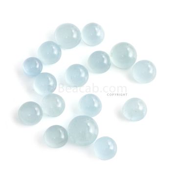 16 Pcs - 27.17 ct. - Medium Blue Aquamarine Round Cabochon - 6 x 3.8 mm to 9.1 x 4.9 mm (AQCAB1041)