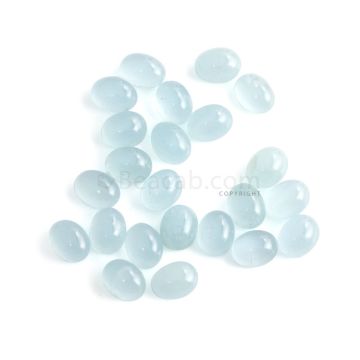 24 Pcs - 49.66 ct. - Medium Blue Aquamarine Oval Cabochon - 8.8 x 7 mm to 9.2 x 7.1 mm (AQCAB1040)