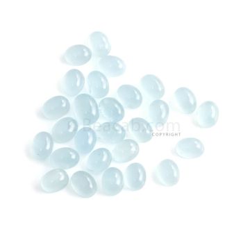 30 Pcs - 45.96 ct. - Medium Blue Aquamarine Oval Cabochon - 7.9 x 6.2 x 3.5 mm to 8.1 x 6.2 x 4.4 mm (AQCAB1039)