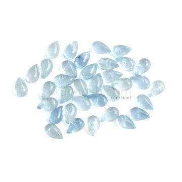 36 Pcs - 30.26 ct. - Medium Blue Aquamarine Pear Cabochon - 8 x 5 mm to 8.3 x 5.3 mm (AQCAB1037)