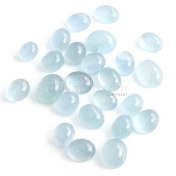 24 Pcs - 82.90 ct. - Medium Blue Aquamarine Oval Cabochon - 12.7 x 10.2 x 6.2 mm to 11 x 9.1 x 4.7 mm (AQCAB1036)