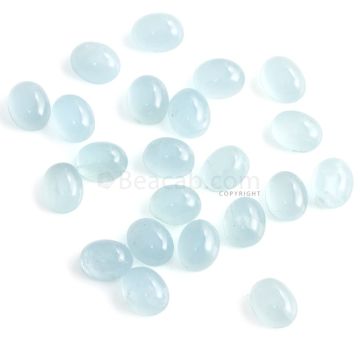 22 Pcs - 65.48 ct. - Medium Blue Aquamarine Oval Cabochon - 10 x 8.1 x 4.8 mm to 10.3 x 8.2 x 5.4 mm (AQCAB1035)