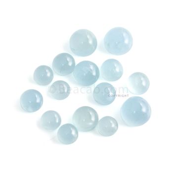 15 Pcs - 56.50 ct. - Medium Blue Aquamarine Round Cabochon - 8 x 3.8 mm to 11.9 x 7.5 mm (AQCAB1033)