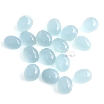 16 Pcs - 82.47 ct. - Medium Blue Aquamarine Oval Cabochon - 11.9 x 9.1 x 6.1 mm to 12.2 x 10 x 6.4 mm (AQCAB1032)