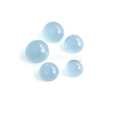 5 Pcs - 18.35 ct. - Medium Blue Aquamarine Round Cabochon - 8.2 x 4.7 mm to 10.9 x 6.8 mm (AQCAB1031)