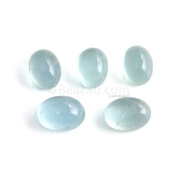 5 Pcs - 72.29 ct. -Medium Blue Aquamarine Oval Cabochon - 16.2 x 12.2 x 8.8 mm to 18.5 x 13.9 x 9.7 mm (AQCAB1026)