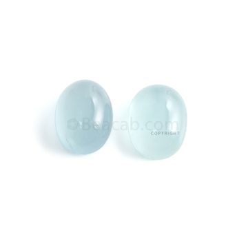 2 Pcs - 21.55 ct. -Medium Blue Aquamarine Oval Cabochon - 16.3 x 12.3 x 6.8 mm to 16.1 x 12.1 x 7.8 mm (AQCAB1016)