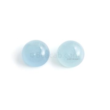 2 Pcs - 17.93 ct. -Medium Blue Aquamarine Round Cabochon - 13 x 7.9 mm to 13.2 x 7.3 mm (AQCAB1017)