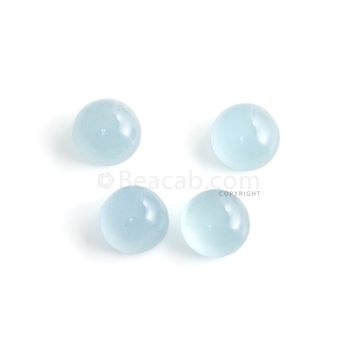 4 Pcs - 17.78 ct. -Medium Blue Aquamarine Round Cabochon - 9.9 x 6.6 mm to 10.1 x 5.9 mm (AQCAB1022)