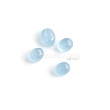 4 Pcs - 6.32 ct. -Medium Blue Aquamarine Oval Cabochon - 7.9 x 6.2 x 4.1 mm to 9.1 x 7.2 x 3.8 mm (AQCAB1024)
