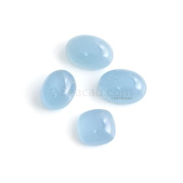4 Pcs - 20.54 ct. -Medium Blue Aquamarine Oval Cabochon - 12.2 x 9.7 x 5.6 mm to 14 x 10.1 x 5.5 mm (AQCAB1020)