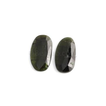 2 Pcs - 10.43 ct. - Green Tourmaline Rose Cut -18.7 x 10.3 x 3.2 mm to 18.8 x 10.6 x 2.9 mm (TRC1074)