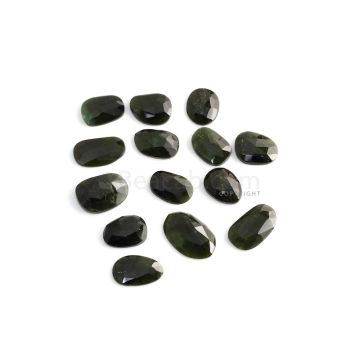 14 Pcs - 48.74 ct. - Green Tourmaline Rose Cut -11.3 x 9.7 x 2.9 mm to 17.5 x 11.1 x 4 mm (TRC1079)