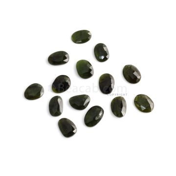 14 Pcs - 37.69 ct. - Green Tourmaline Rose Cut -11.9 x 8.7 x  2.7 mm to 14 x 9.3 x 3.3 mm (TRC1080)