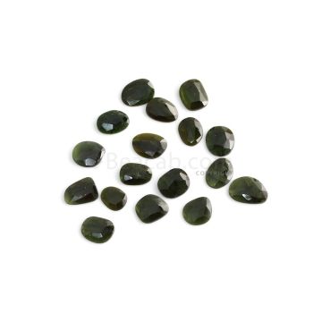 17 Pcs - 29.67 ct. - Green Tourmaline Rose Cut -8.9 x 7.4 x 1.5 mm to 12.8 x 8.9 x 2.1 mm (TRC1081)