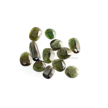 12 Pcs - 23.32 ct. - Green Tourmaline Rose Cut -8.3 x 7.4 x 2.5 mm to 15.1 x 6.5 x 2 mm (TRC1083)