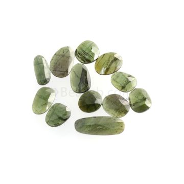 12 Pcs - 26.96 ct. - Green Tourmaline Rose Cut -10.2 x 9.7 x 2.9 mm to 20.5 x 8.2 x 2.4 mm (TRC1084)