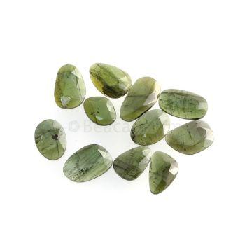 11 Pcs - 33.65 ct. - Green Tourmaline Rose Cut -11.1 x 8.5 x 2.2 mm to 16.1 x 8.9 x 2.6 mm (TRC1085)