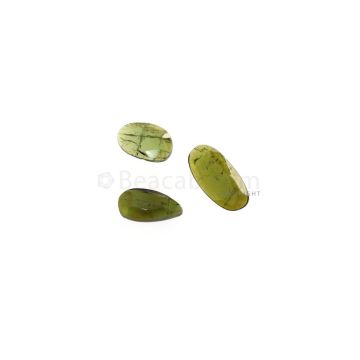 3 Pcs - 6.22 ct. - Green Tourmaline Rose Cut -12.1 x 8.2 x 1.9 mm to 16.8 x 8.4 x 1.6 mm (TRC1086)