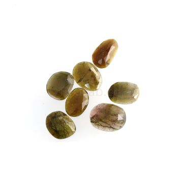 7 Pcs - 26.54 ct. - Green Tourmaline Rose Cut -12.7 x 10.6 x 3.7 mm to 15.2 x 12 x 4.4 mm (TRC1090)