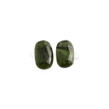 2 Pcs - 11.09 ct. - Green Tourmaline Rose Cut -15.8 x 10.1 x 3.8 mm to 16.3 x 10.2 x 3.4 mm (TRC1091)