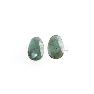 2 Pcs - 9.26 ct. - Green Tourmaline Rose Cut -15.5 x 10.3 x 3.3 mm to 15.7 x 10.7 x 3 mm (TRC1095)