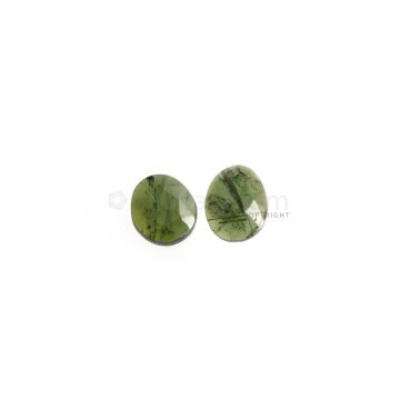 2 Pcs - 6.38 ct. - Green Tourmaline Rose Cut -11.7 x 9.3 x 3.8 mm to 11 x 9.8 x 3 mm (TRC1094)