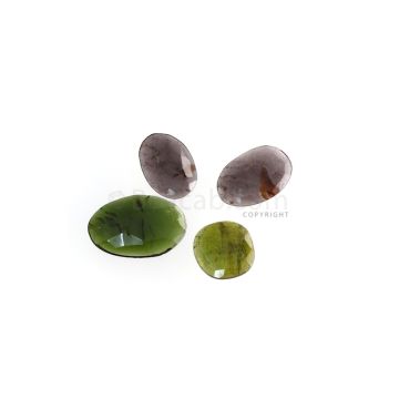 2 Pcs - 12.07 ct. - Green Tourmaline Rose Cut -12.2 x 11.4 x 2 mm to 18.9 x 12.5 x 2.4 mm (TRC1097)