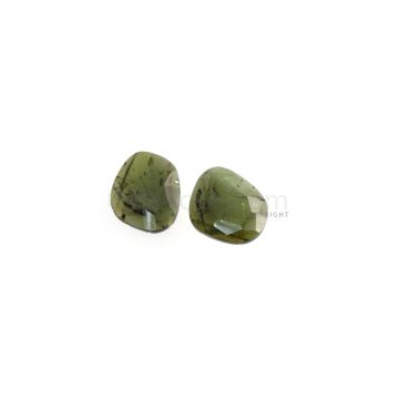 2 Pcs - 6.22 ct. - Green Tourmaline Rose Cut -11.6 x 10.5 x 2.5 mm to 12.7 x 10.5 x 2.9 mm (TRC1098)