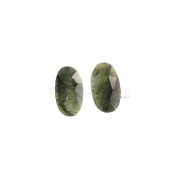 2 Pcs - 7.28 ct. - Green Tourmaline Rose Cut -17.1 x 9.4 x 2.3 mm to 17.3 x 9.7 x 2.9 mm (TRC1099)