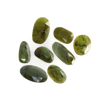 8 Pcs - 36.07 ct. - Green Tourmaline Rose Cut -14.8 x 9.7 x 3.1 mm to 21.9 x 9.2 x 3.2 mm (TRC1100)