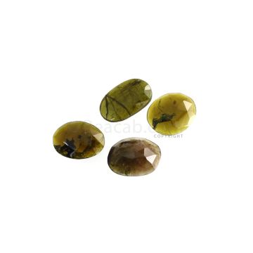 4 Pcs - 20.34 ct. - Green Tourmaline Rose Cut -15.1 x 13.2 x 3.2 mm to 17.4 x 10.7 x 2.2 mm (TRC1101)
