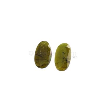 2 pcs - 5.91 ct. - Green Tourmaline Rose Cut -16.5 x 9.2 x 2.2 mm to 16.7 x 9.2 x 2 mm (TRC1103)