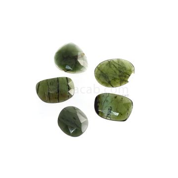 5 Pcs - 24.07 ct. - Green Tourmaline Rose Cut -13.5 x 12.1 x 2.6 mm to 17.5 x 13 x 2.7 mm (TRC1104)