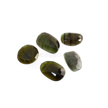 5 Pcs - 30.35 ct. - Green Tourmaline Rose Cut -15.7 x 13 x 2.9 mm to 18.5 x 12.7 x 3.5 mm (TRC1105)