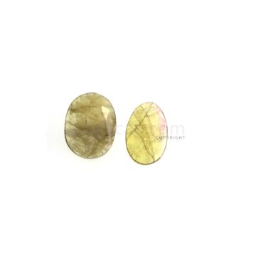 2 Pcs - 7.81 ct. - Light Green Tourmaline Rose Cut -15.3 x 9.8 x 1.8 mm to 16 x 12 x 3.2 mm (TRC1106)