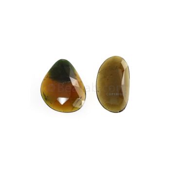 2 Pcs - 13.01 ct. - Green Tourmaline Rose Cut -19.2 x 14.2 x 3.7 mm to 20.2 x 11.4 x 2.5 mm (TRC1110)