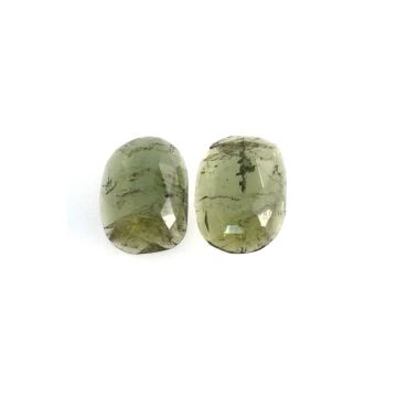 2 pcs - 19.16 ct. - Green Tourmaline Rose Cut -18.5 x 13.2 x 5.4 mm to 18.6 x 13.7 x 4.7 mm (TRC1111)