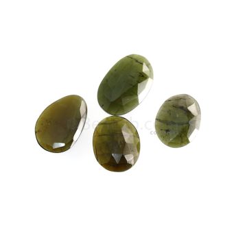 4 Pcs - 29.15 ct. - Green Tourmaline Rose Cut -17.8 x 13.9 x 3 mm to 21.5 x 14.2 x 3.5 mm (TRC1112)