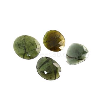 4 Pcs - 31.54 ct. - Green Tourmaline Rose Cut -17 x 14.9 x 3.2 mm to 19.9 x 17.3 x 3.4 mm (TRC1114)