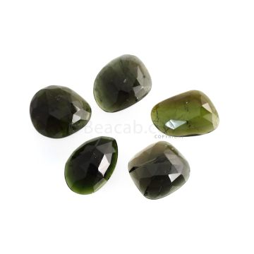 5 Pcs - 56.15 ct. - Green Tourmaline Rose Cut -17 x 16.1 x 15 mm to 20.3 x 13.7 x 15.5 mm (TRC1115)