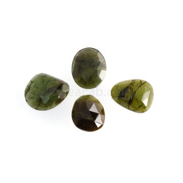 4 Pcs - 35.65 ct. - Green Tourmaline Rose Cut -15.9 x 13.8 x 4.3 mm to 19 x 16.3 x 4.6 mm (TRC1116)
