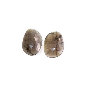 2 Pcs - 36.47 ct. - Grey Tourmaline Rose Cut -24.9 x 17.6 x 5.5 mm to 25.9 x 17.4 x 5.6 mm (TRC1118)