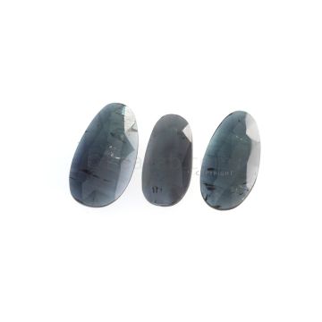 3 Pcs - 12.63 ct. - Blue Tourmaline Rose Cut -17.9 x 9.2 x 2 mm to 21 x 11 x 2.3 mm (TRC1119)