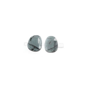 2 Pcs - 5.1 ct. - Blue Tourmaline Rose Cut -11.6 x 9.6 x 2.5 mm to 11.5 x 9.1 x 2.5 mm (TRC1120)