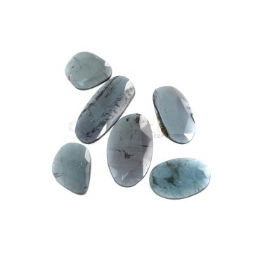 6 Pcs - 16.57 ct. - Blue Tourmaline Rose Cut -11.2 x 9.4 x 2.6 mm to 18.9 x 8.5 x 2.3 mm (TRC1123)